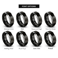 font options for inside engraving on black & silver jerry can rings