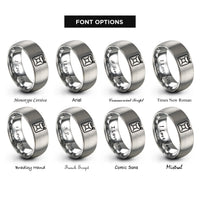 font options for inside engraving on silver jerry can rings