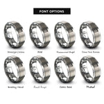 font options for inside engraving on silver jerry can rings