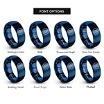 font options for inside engraving on blue jersey 8 rings