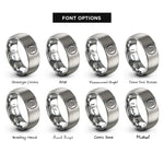 font options for inside engraving on gray jersey 8 rings