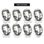 font options for inside engraving on gray jersey 8 rings