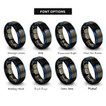 font options for inside engraving on gunmetal & blue jersey 8 rings