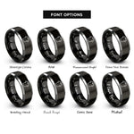 font options for inside engraving on black & grey jersey rings