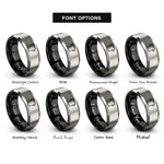 font options for inside engraving on black & grey jersey rings