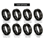 font options for inside engraving on black jersey rings