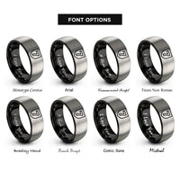 font options for inside engraving on black & gray jersey shield rings