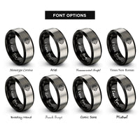 font options for inside engraving on black & silver jerusalem cross rings