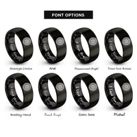 font options for inside engraving on black jet engine fan rings