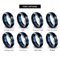 font options for inside engraving on blue & grey jet engine turbine rings