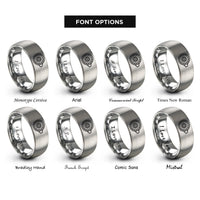 font options for inside engraving on grey jet engine turbine rings