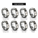 font options for inside engraving on gray jet engine turbine rings