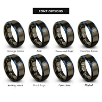 font options for inside engraving on gunmetal & blue jet engine turbine rings