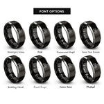 font options for inside engraving on black & grey jet formation rings