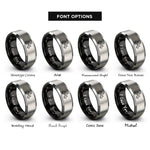 font options for inside engraving on black & grey jet formation rings