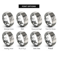 font options for inside engraving on gray jet formation rings