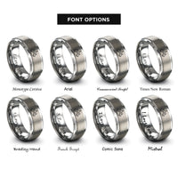 font options for inside engraving on grey jet formation rings