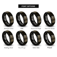 font options for inside engraving on gunmetal & black jet formation rings
