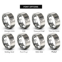 font options for inside engraving on silver jetty rocks wave rings