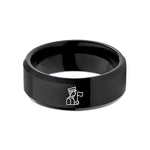 wedding bands for couples – black tungsten honor guard flag wedding band