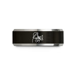 tungsten wedding bands – black & grey tungsten trombone player wedding band