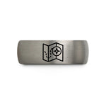engraved jewelry for her – black & grey tungsten trail map wedding band