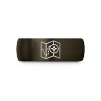 engraved jewelry for her – gunmetal & black tungsten trail map wedding band