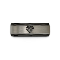 tungsten rings for men – black & grey tungsten celtic heart knot wedding band