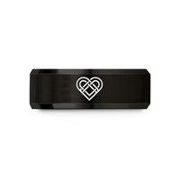 fashion rings for her – black & rose gold tungsten celtic heart knot wedding band