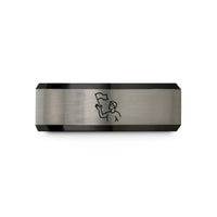 comfort fit rings unisex – black & gray tungsten flag toss wedding band