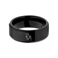 engraved bands for weddings – black tungsten flag toss wedding band