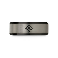 tungsten ring for her – black & silver tungsten life glider wedding band