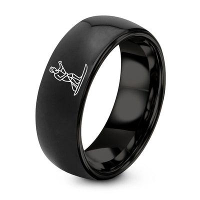 SUP Paddler – Tungsten Wedding Band, 8 mm, Gunmetal, Silver Comfort-Fit Unisex