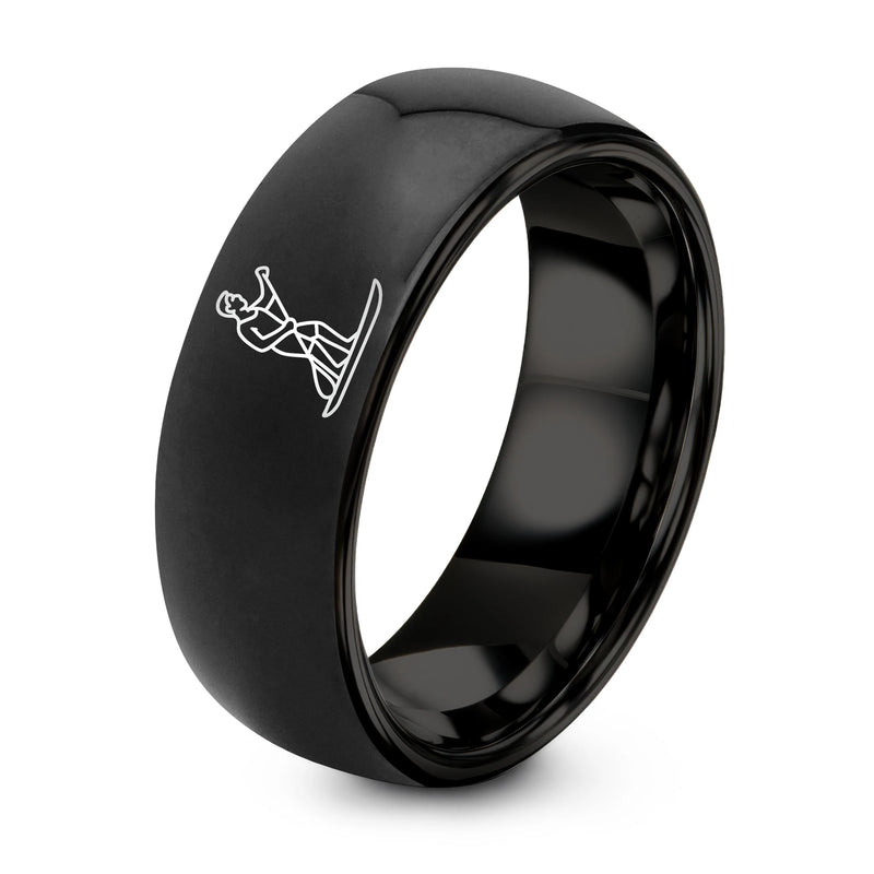 SUP Paddler – Tungsten Wedding Band, 8 mm, Gunmetal, Silver Comfort-Fit Unisex