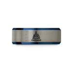 present set for her – blue & gray tungsten chicago wedding band