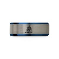 present set for her – blue & gray tungsten chicago wedding band