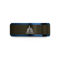 personalized jewelry for her – gunmetal & blue tungsten chicago wedding band