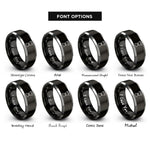 font options for inside engraving on black & grey jigger rings