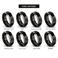 font options for inside engraving on black & grey jigger rings