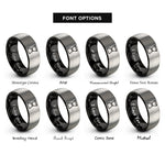 font options for inside engraving on black & gray jigger rings