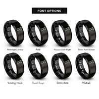 font options for inside engraving on black jigger rings