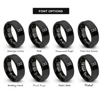 font options for inside engraving on black jigger rings