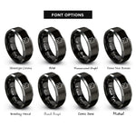 font options for inside engraving on black & grey jigsaw rings