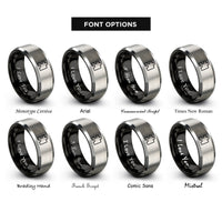 font options for inside engraving on black & grey jigsaw rings