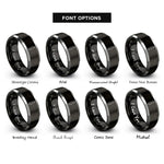 font options for inside engraving on black & silver jigsaw blade rings
