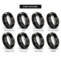 font options for inside engraving on black & silver jigsaw blade rings