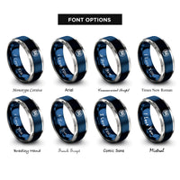 font options for inside engraving on blue & gray jiu jitsu circle rings