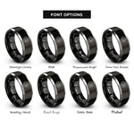 font options for inside engraving on black & gray jog cue rings