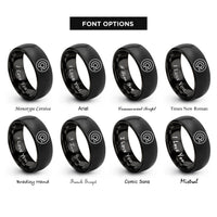 font options for inside engraving on black jog cue rings