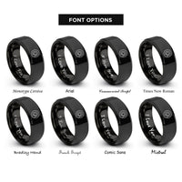font options for inside engraving on black jog cue rings